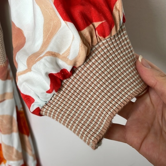 𝅺ANTHROPOLOGIE Maeve Gemma floral ribbed cuffs midi dress - Picture 7 of 12